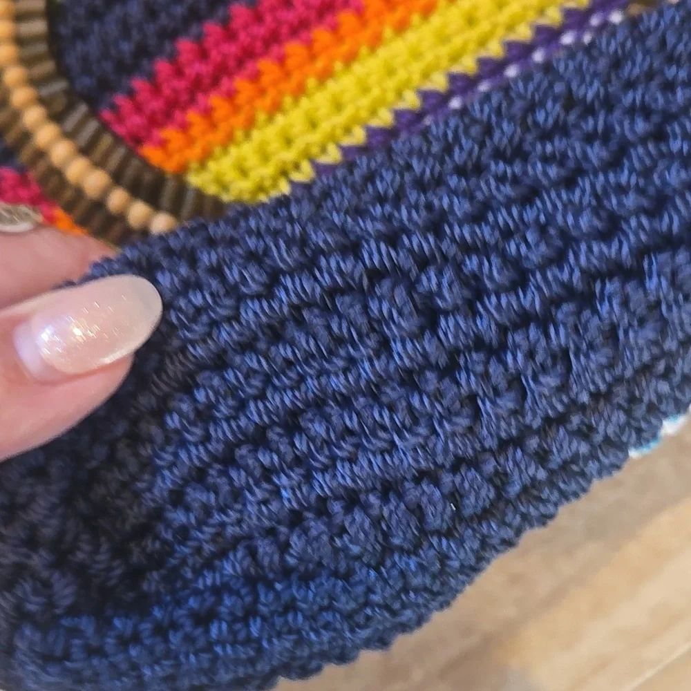 New Lina Multi-Color Striped Crochet Crossbody Bag - Picture 6 of 10